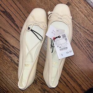 Zara leather square toe ballet flats
